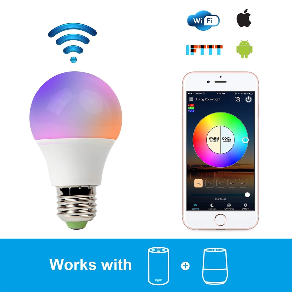 E27 E26 Smart Bluetooth WiFi Lamp RGB RGBW Dimbare LED Lamp Licht Alexa Google 16 Miljoen Kleuren Multicolor Groep