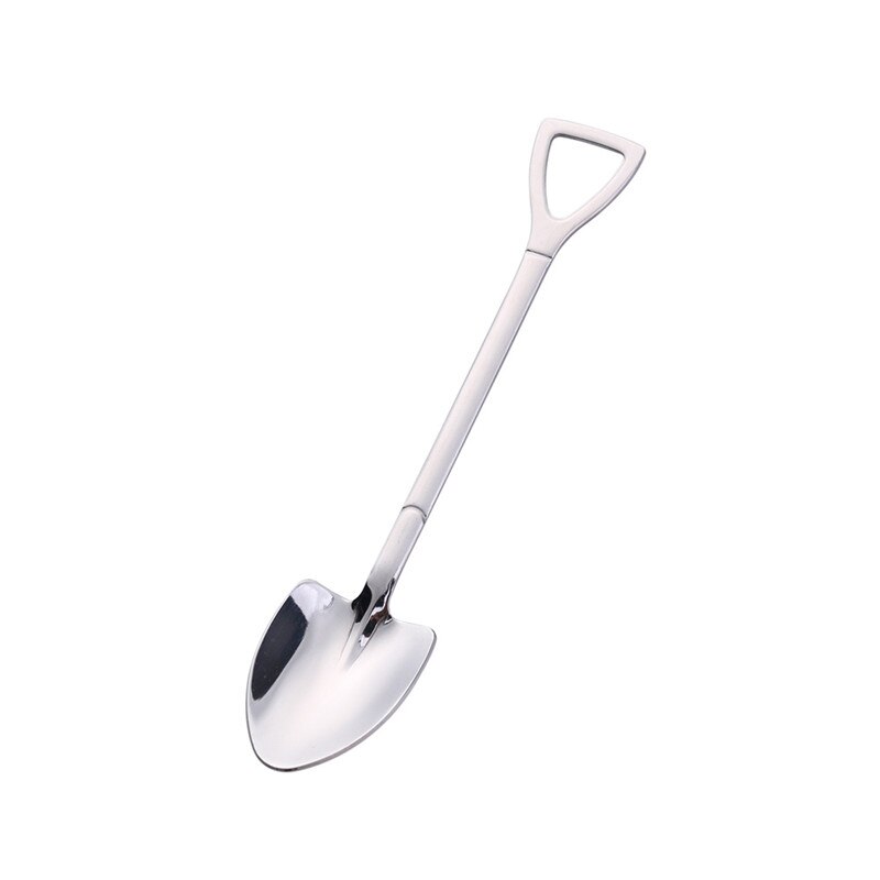 Cuchara de Metal para helado en forma de pala, para té, postre para el té de la tarde, mango largo, herramienta de cocina, 3 colores, 1 ud.: Silver B