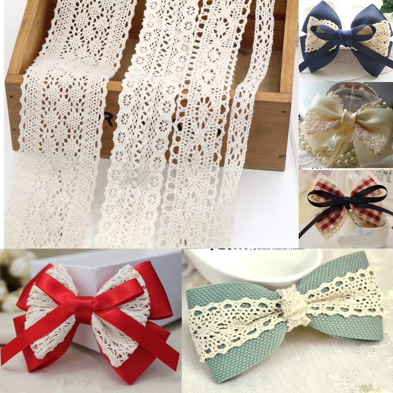 1 meter/lot Beautiful Lace Ribbon Tape Lace Trim Fabric DIY Embroidered White Lace trimmings for sewing accessories Decoration