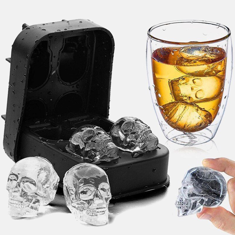Cube Ice Soccer Maker Ice Tray 3D Skull Silicone Mold DIY Ice Cube Maker Mold Kitchen Homemade Popsicle Ice Cube Silicone Mold