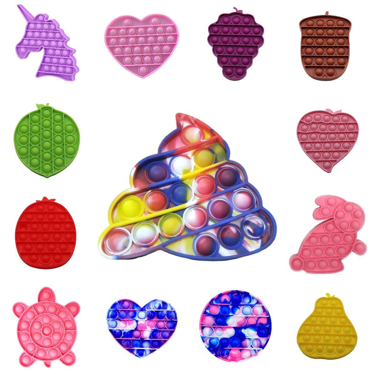 Rainbow Fidget Push Popss Bubble Sensory Squishy Stress Reliever Autism Needs Anti-stress Popss It Adult Children Squishy Toys