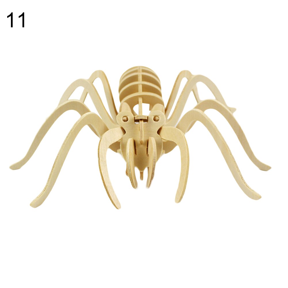 3D Wooden Blank Puzzles DIY Animal Model Crafts Kits Education Kids Toy: Spider