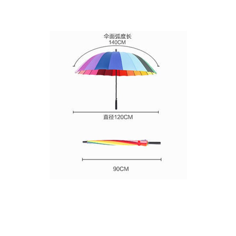 YADA 24 karat Bunte Regenbogen Regenschirm Regen Für Frauen Winddicht Lange Griff Regenschirme Starke Rahmen Wasserdichte Regenschirm YS254