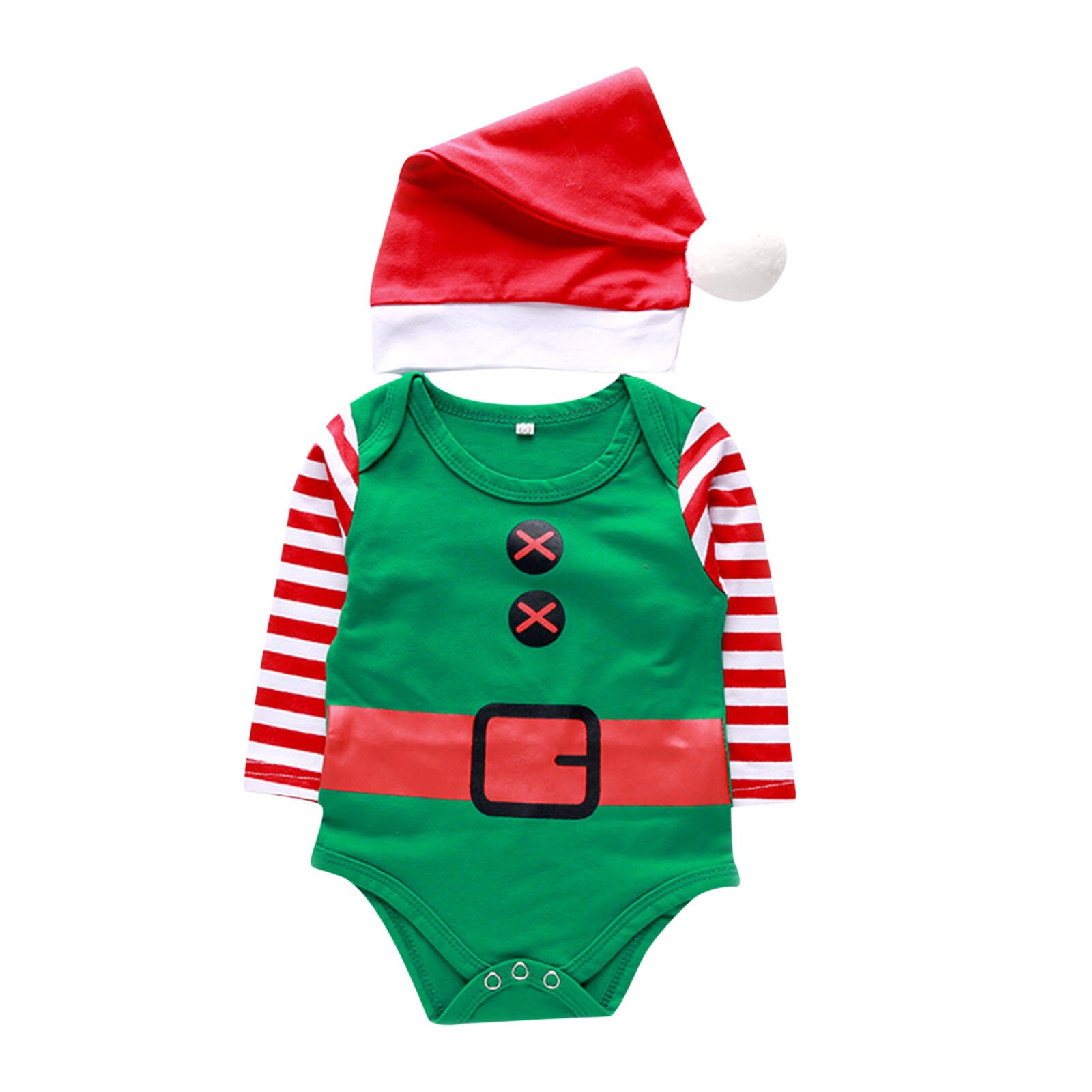 Bebê recém-nascido roupas de natal conjunto infantil da criança chapéu de natal boné macacão playsuit outfits bebê meninos meninas traje de natal ropa: B / 3-6 Months
