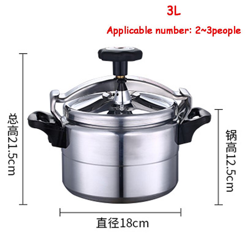 Household Aluminum Pressure Cooker 2/3L Explosion-Proof Pot Kitchen Soup Pot High Elevation Cookware Outdoor Camping Gas Stove: Sliver 3L