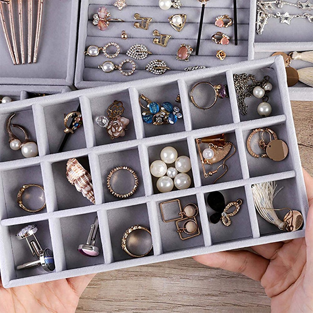 Detachable Flannel Bracelet Ring Jewelry Storage Box Showcase Smooth Soft Stackable Accessary Stand Holder Tray