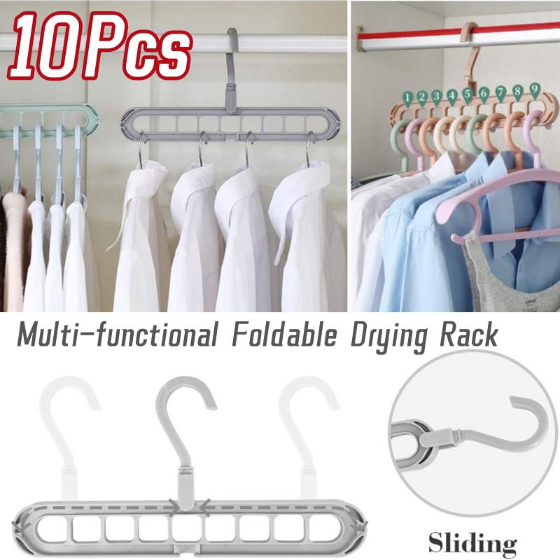 5/10Stck multifunktion Ale faltbare Wäsche ständer Schal 9 Löcher Schrank Organizer KleiderbüGel kreative Kunststoff Lagerung rotierend
