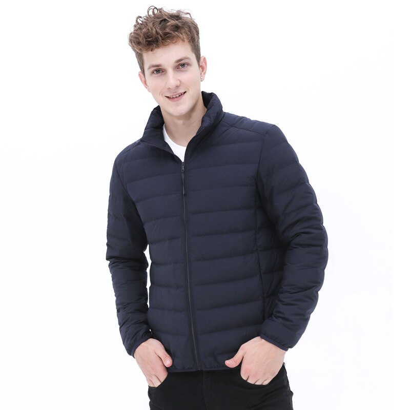 Veste en duvet en tissu imperméable pour homme, col montant, doux, mat, sans couture, manteau d'extérieur, Blazer, automne et hiver