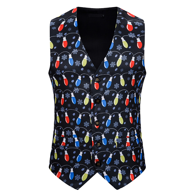 Groene Kerst Vest Mannen 3D Candy Cane Print Vest Mens Xmas Feliz navidad Party Tuxedo Vesten Chaleco hombre: 1 / Xxl