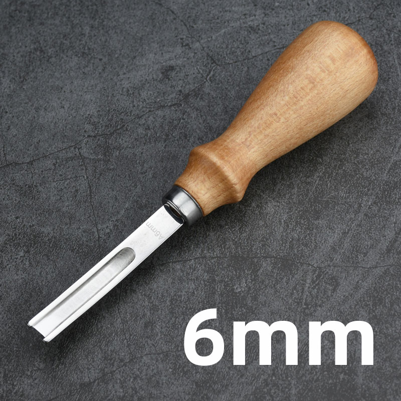 4 6 8mm Leather Edge Beveler Tool, Wide Mouth Leathercraft Skiving Beveler, DIY Shallow Skiving Trimming Press Thinning Shovel: 6mm 1Pcs