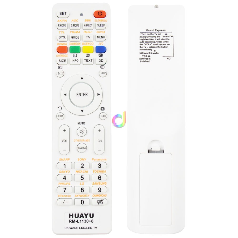 Universal huayu fjernbetjening rm -l1130+8 til alt mærke tv smart tv fjernbetjening: Hvid
