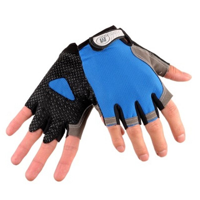 Fietshandschoenen Fiets Handschoenen Fiets Handschoenen Anti Slip Shock Ademende Half Vinger Korte Sport Handschoenen Accessoires Voor Mannen Vrouwen: Blue / L