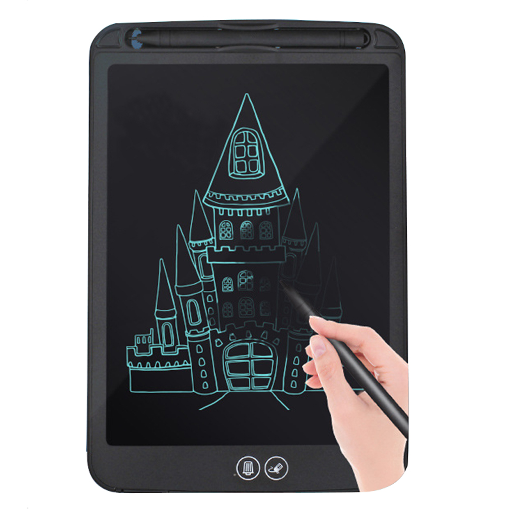 Office Kids LCD Screen Electronic Tablet Anti Splash Handwriting Board Portable Colorful Display Drawing Partial Erasable: Black