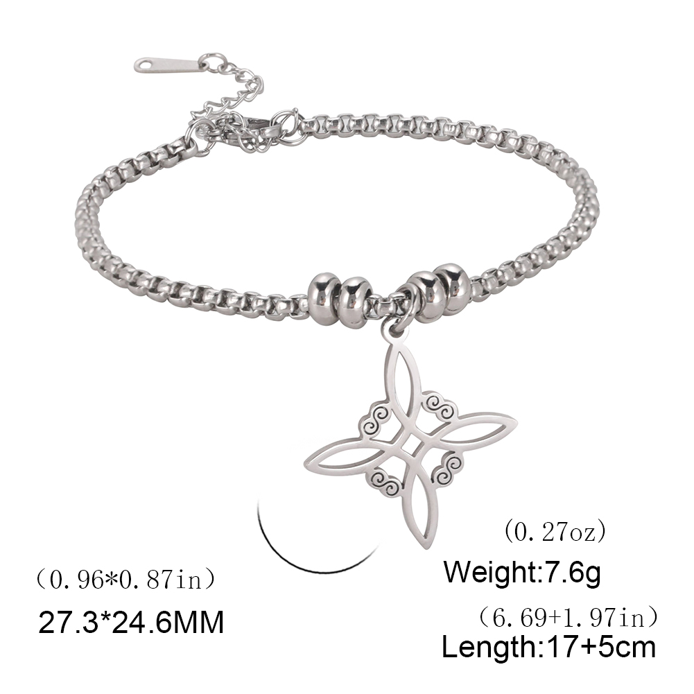 Dawapara – Bracelet à breloques avec nœud de sorcière pour femmes, amulette de Protection des nœuds celtiques, chaîne de perles en acier inoxydable, bijoux Wiccan de sorcellerie: COULEUR OR ROSE