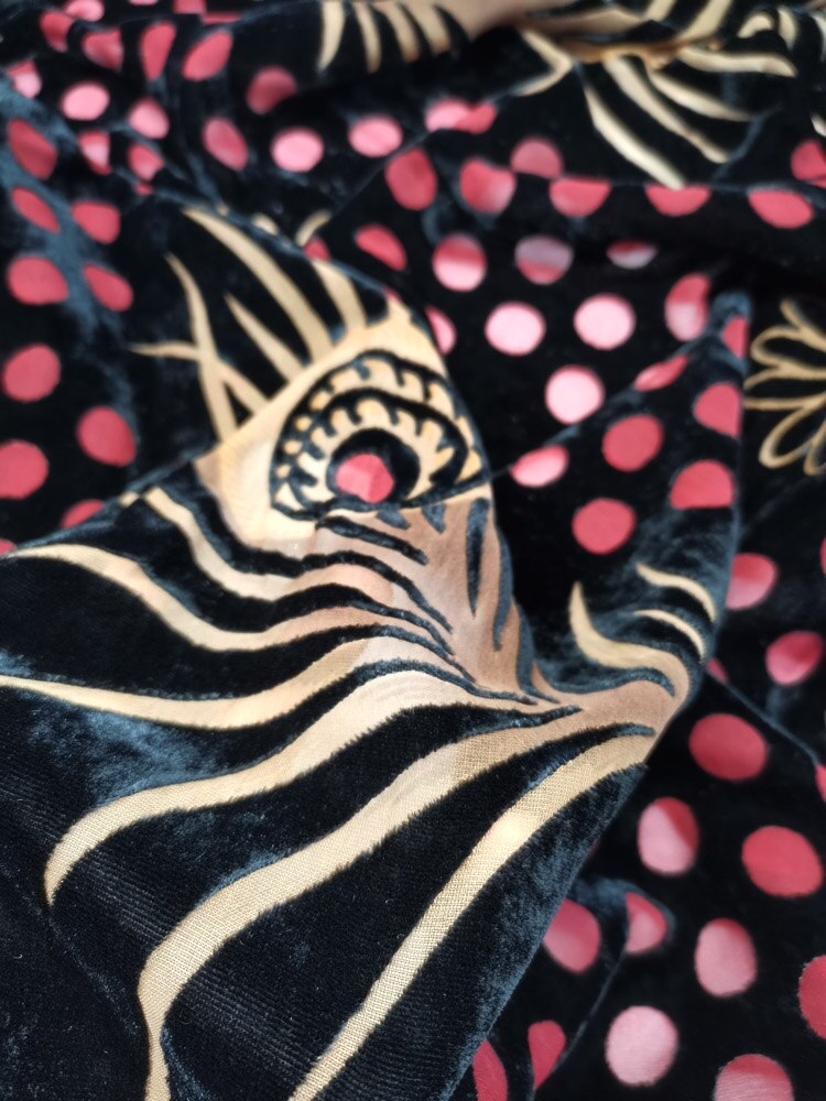 Stroomden Jurk Stof 114cm Breedte Fluwelen Stapel Fleeced Burn-out Stof Trouwjurk Materiaal Stof 1Yard