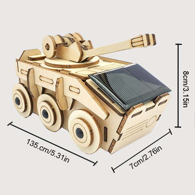 Wooden Solar Tank Model Kits DIY Educational Science Kits DIY Educational Science Kits for Kids Teens Age 8-12