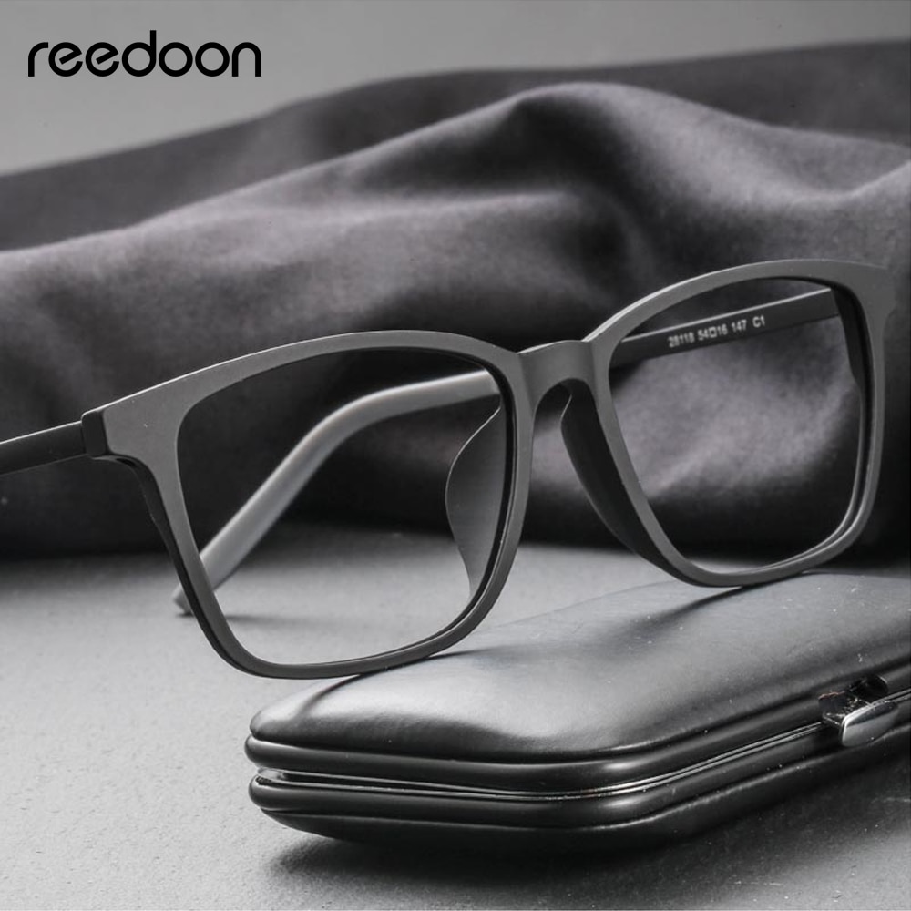 Reedoon Optical Eye Glasses Frame Ultralight Square Prescription Eyeglasses Plastic Titanium TR90 Frame Clear Lens For Men Women