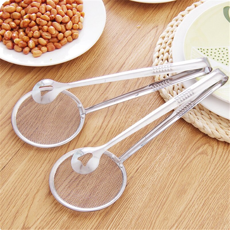 Stainless Steel Food Clip Snack Fryer Strainer BBQ Buffet Serving Tongs France Fried Frying Mesh Colander Filter Oil Drainer