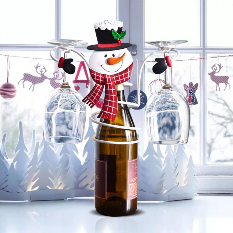Portabicchieri di babbo natale portabottiglie di vino di natale portabottiglie da tavolo da casa espositore ornamenti per feste di natale