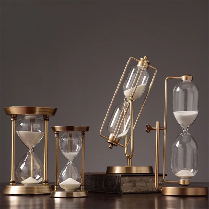 Reloj de arena de Metal, con temporizador de cuenta atrás, decoración de escritorio, decoración del hogar, 15/30/60 minutos