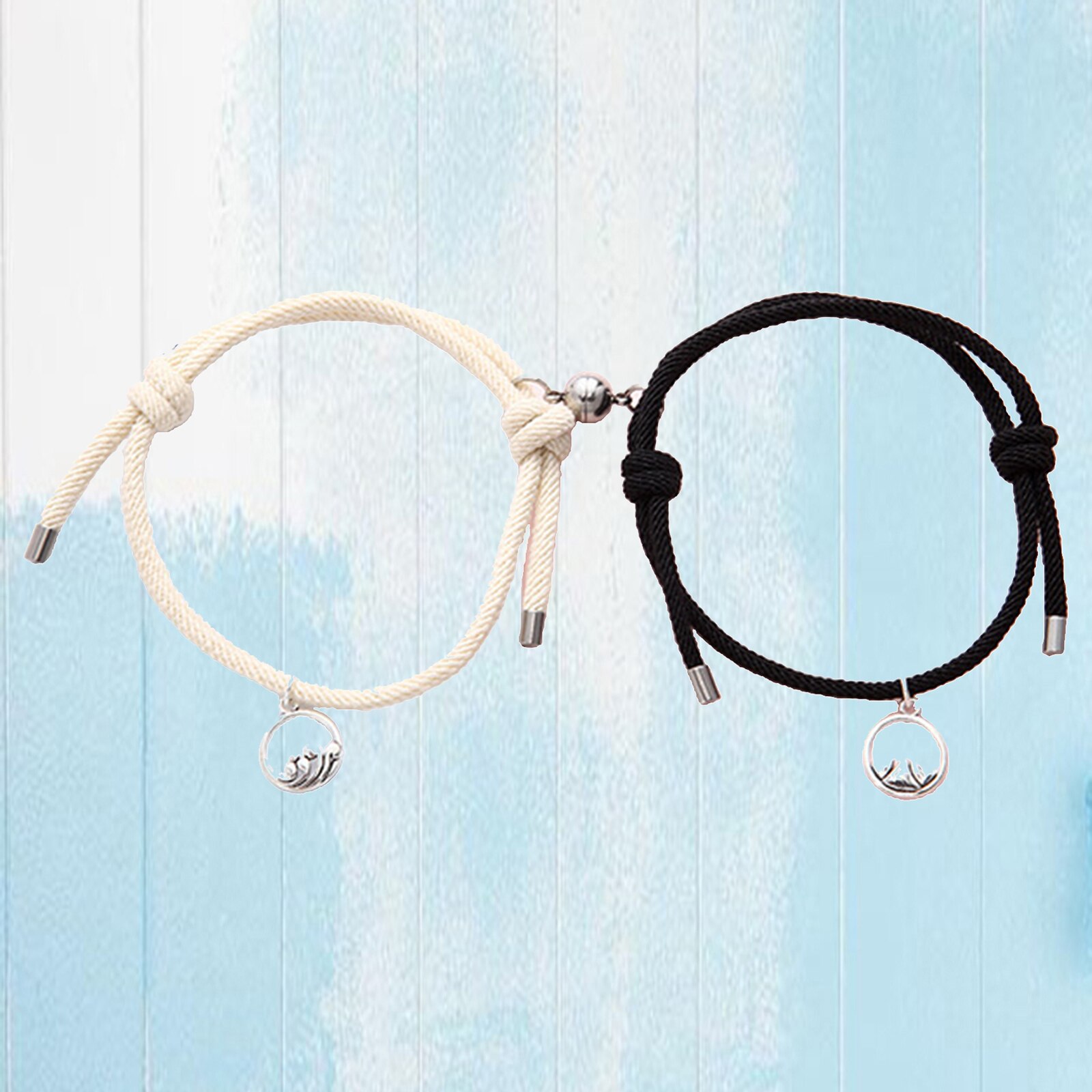 Liebhaber Passenden Armbinde Geflochtene Magnetische Abstand Armbinde Rosa: Schwarz Beige