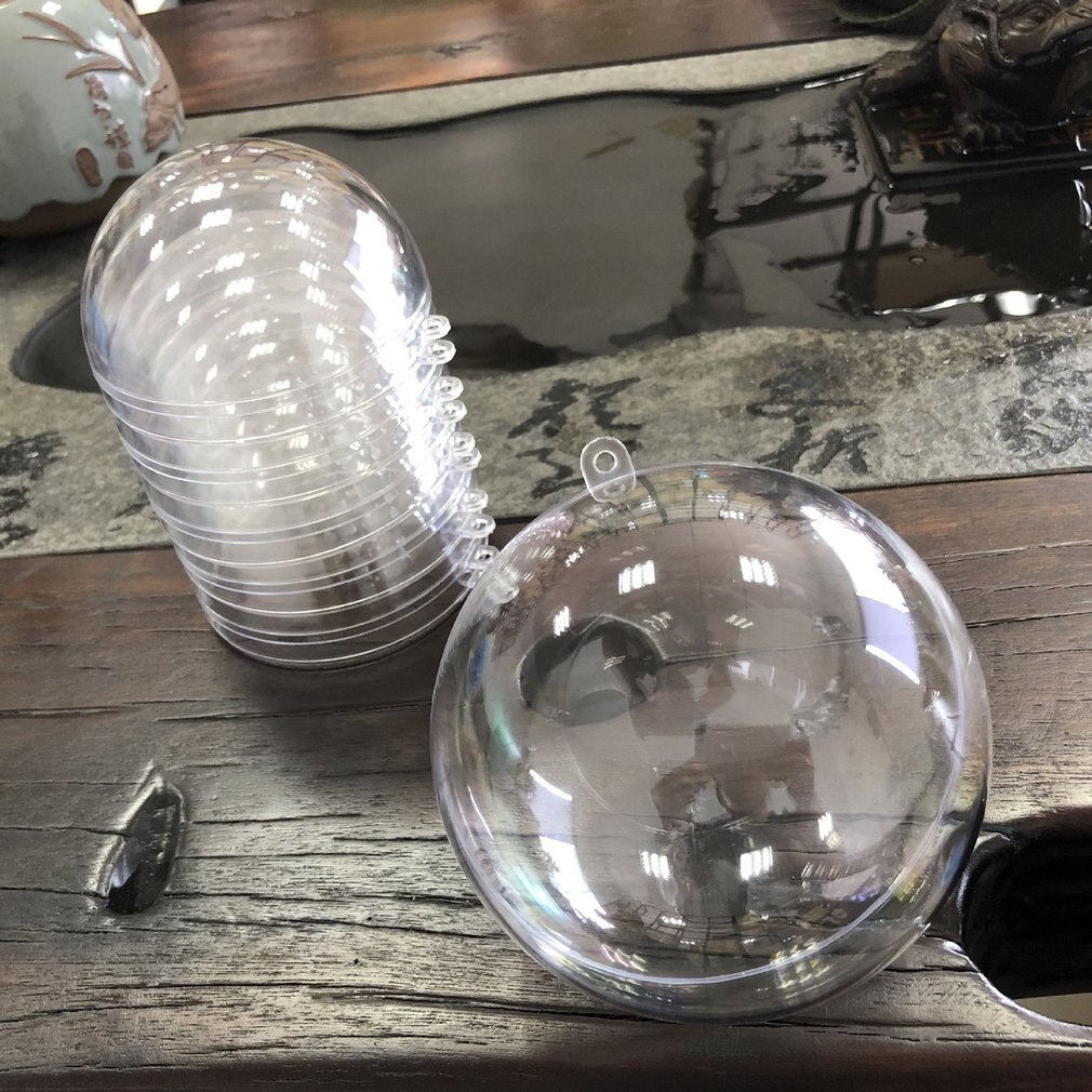 5PCS Christmas Tree Clear Balls Fillable Baubles DIY Fillable Sphere 4/6/8cm Transparent Open Plastic Christmas Decorations Ball