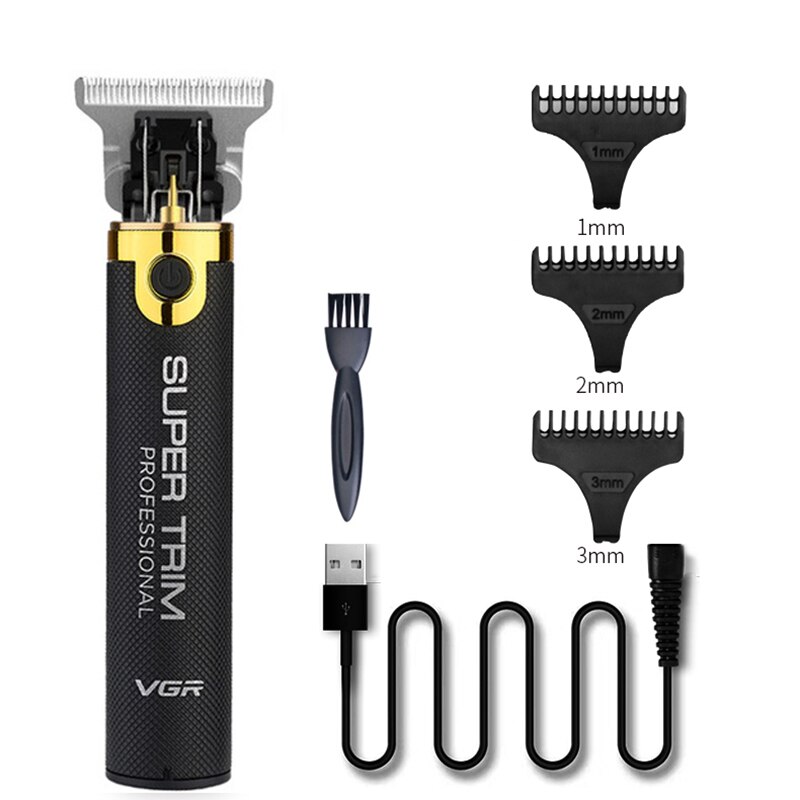 Cortadora de pelo de 0mm, cortadora de pelo con huecos, maquinilla de afeitar, barbero, máquina de corte, afeitadora inalámbrica recargable para hombres: Black