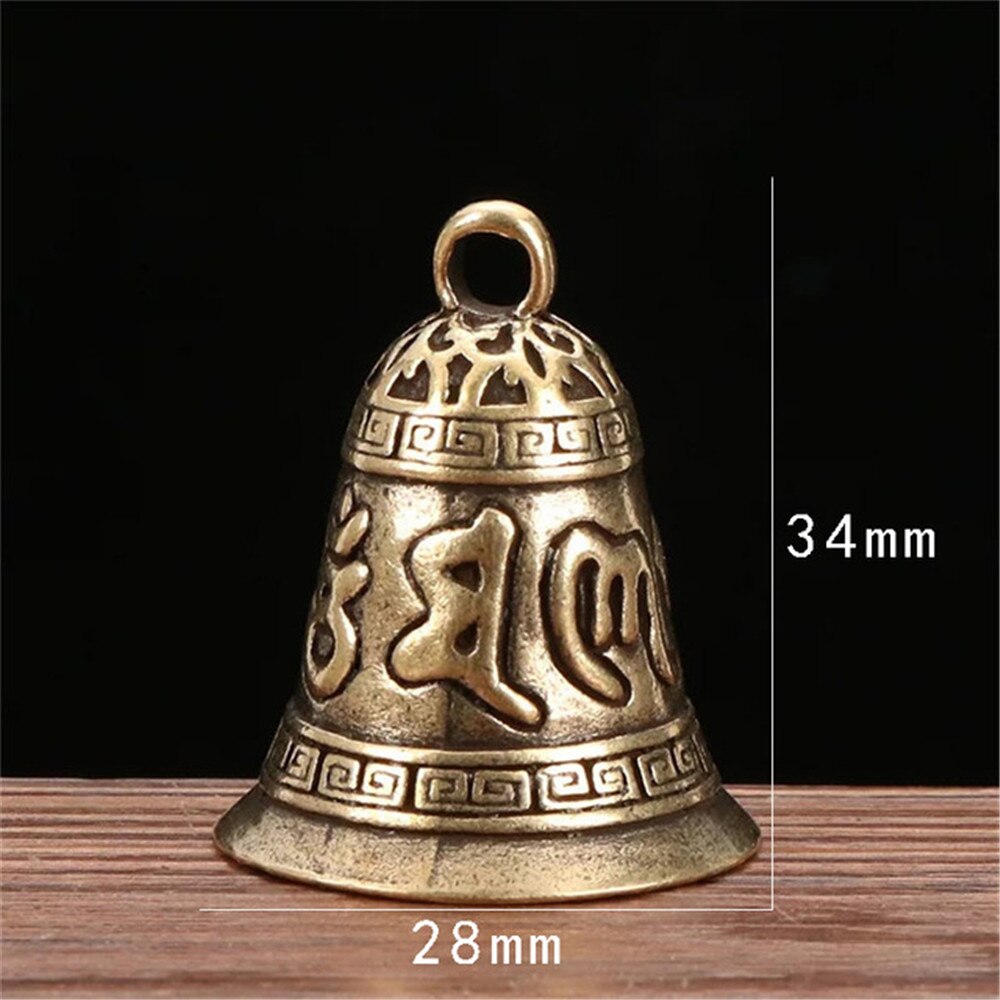 Brass Handicraft Magic Bell Wind Bell Tibetan Bronze Bell Keychain Pendant For Cristmas Home Decoration Pendant Antique Bell: Six-character Bell