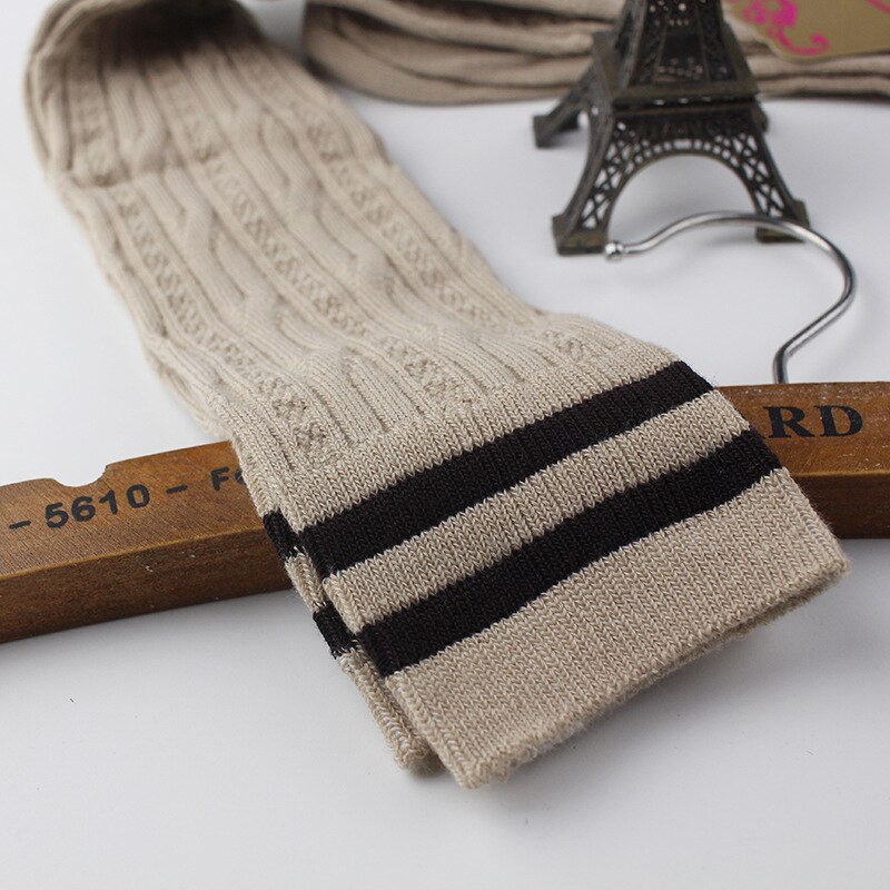 socks for girl Knee length Stockings in autumn and winter Warm knitted socks Hemp pattern pile stockings High socks TSLM1: 07