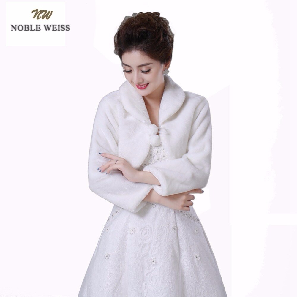 NOBLE WEISS In Stock Long Sleeves Fur Boleros Wedding Jacket Wedding Wrap 0905