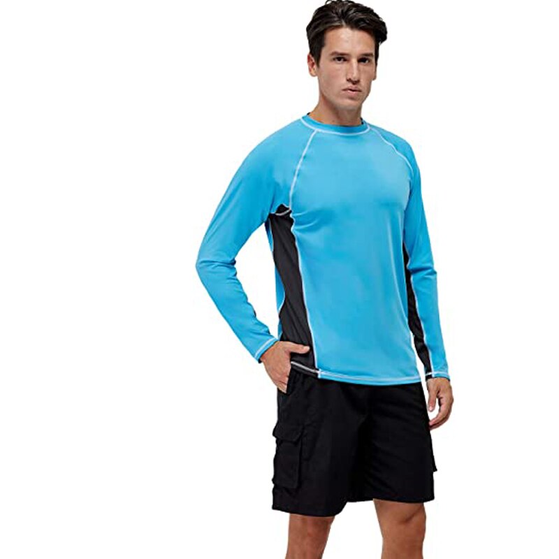 100% Polyester Men's Long Sleeve Shirts UPF 50+ Sun Protection SPF Running T-Shirt Lightweight Athletic Workout Hiking Swim Shir