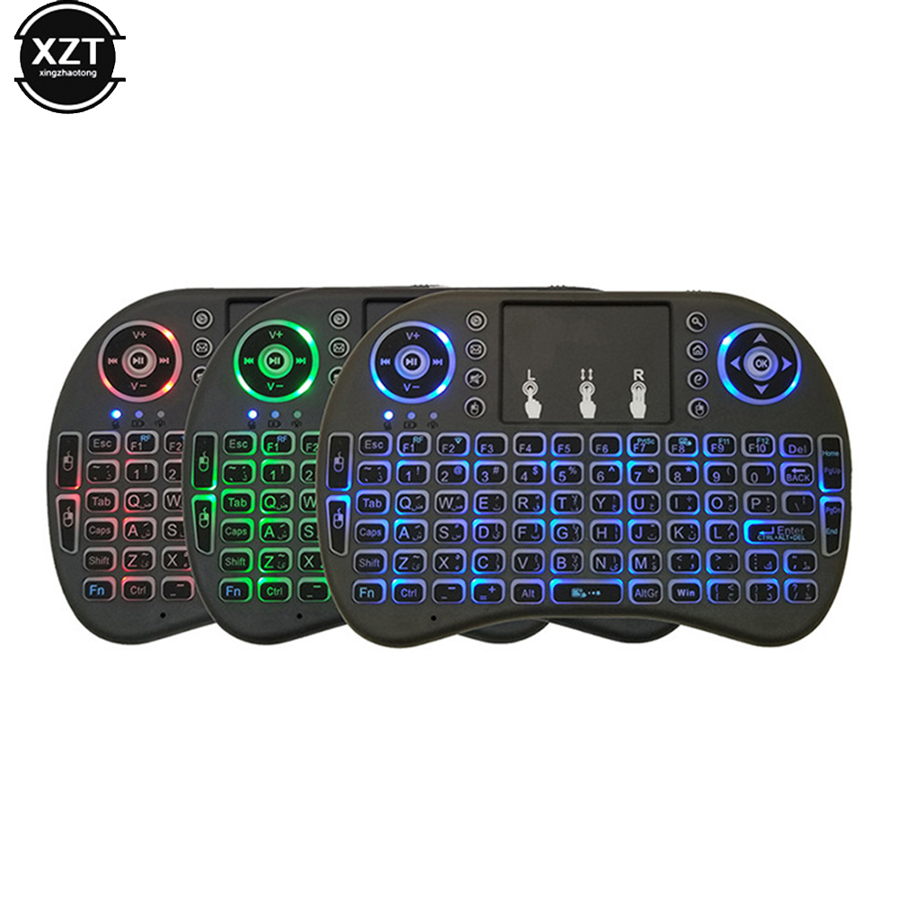 Backlit English Russian Arabic Spain Hebrew 2.4G Air Mouse Android TV Box PC i8 Mini Wireless Keyboard Remote Touchpad: Natural