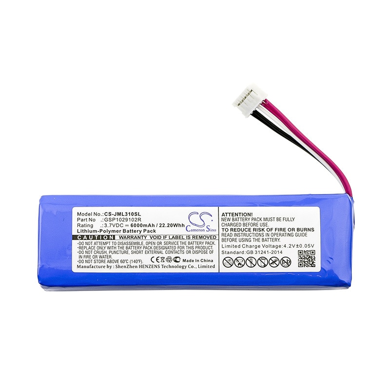 6000 mah batteri til jbl oplader 2+, opladning 2 plus, oplader 2,  opladning 3,  gsp 1029102r batteri
