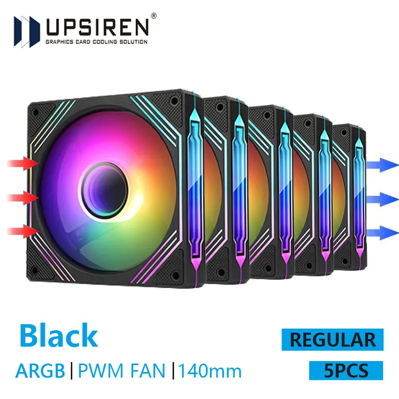 UPSIREN PF-14 PRISM 4PRO ventilateur de châssis d'ordinateur 14 cm ARGB 4 broches PWM ventilateur de refroidissement silencieux 12 V grand Volume d'air 61,5 CFM/650-1800 tr/min: GOLD
