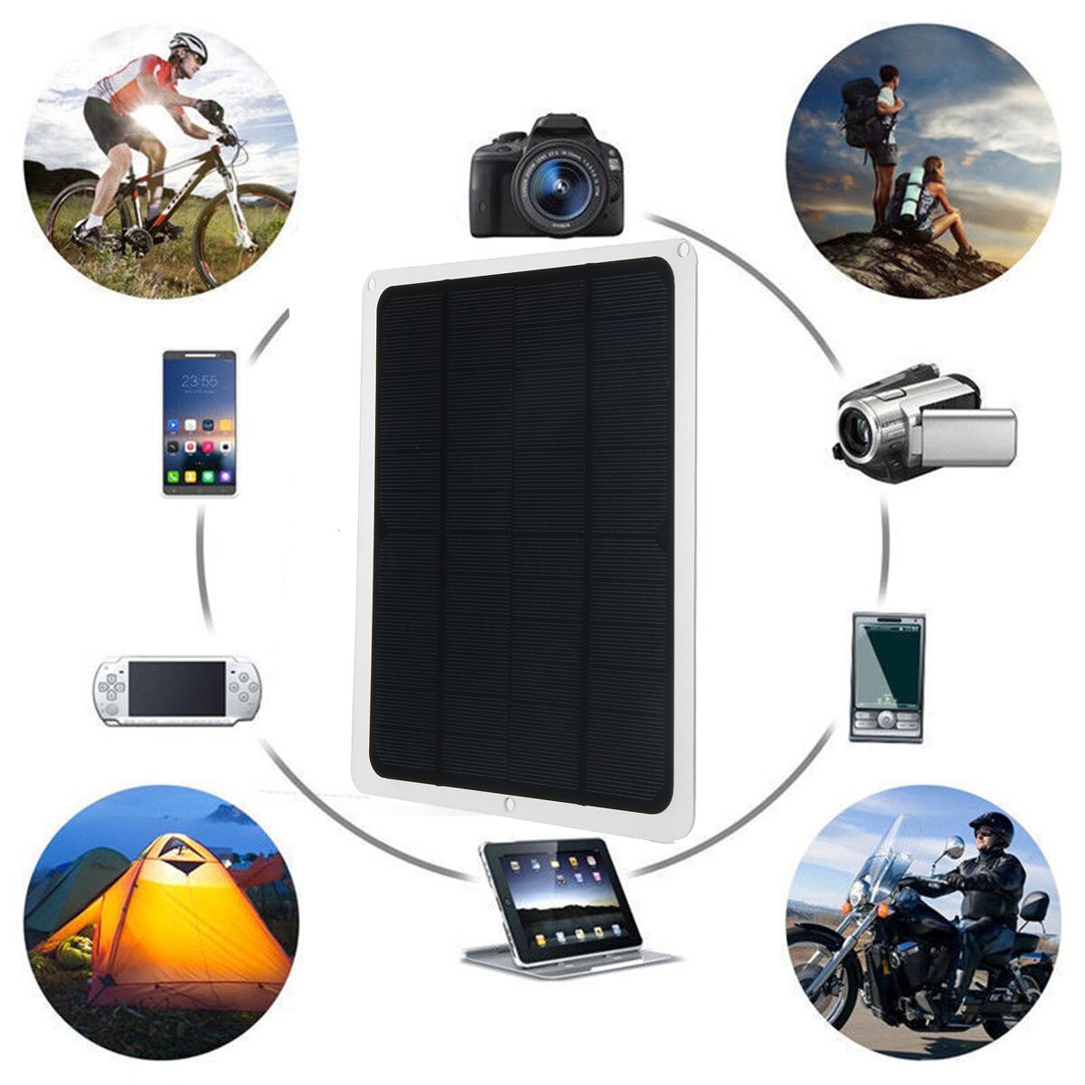 35W 18V Solar Panel Monocrystalline Solar Cell Solar Charger Controller with Alligator Clip Outdoor Rechargeable Power System