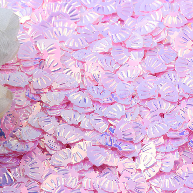 Confeti de concha brillante de sirena para niñas, decoración de mesa de cumpleaños con tema de sirenita, confeti morado iridiscente bajo el mar: Verde claro