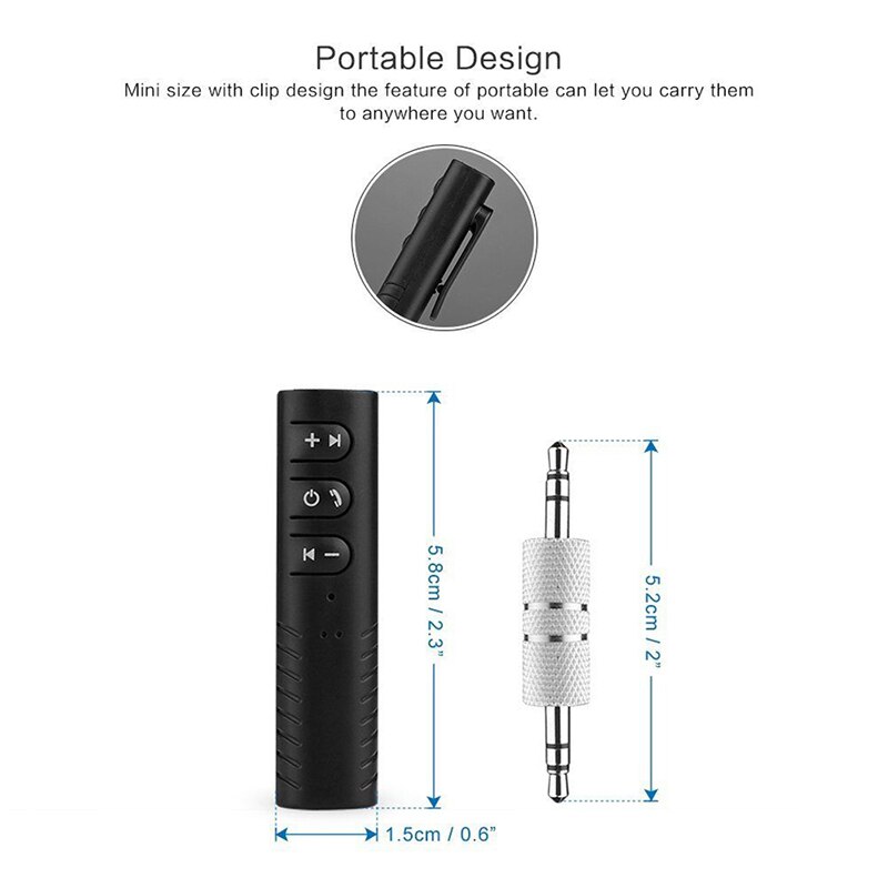 Adaptador de música Bluetooth, transmisor coche, receptor de Audio Universal, Mini Aux, manos libres