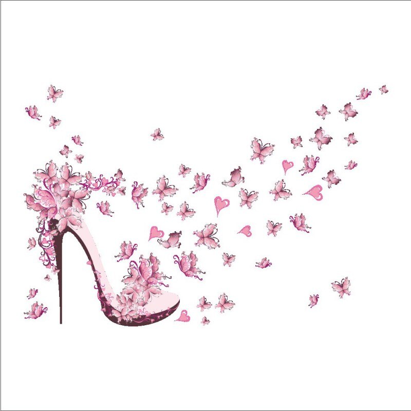 Pink butterfly flower Tree Wall Stickers Decals Girls Women Flower Mural Vinyl Wallpaper Home Living Room Bedroom Decor