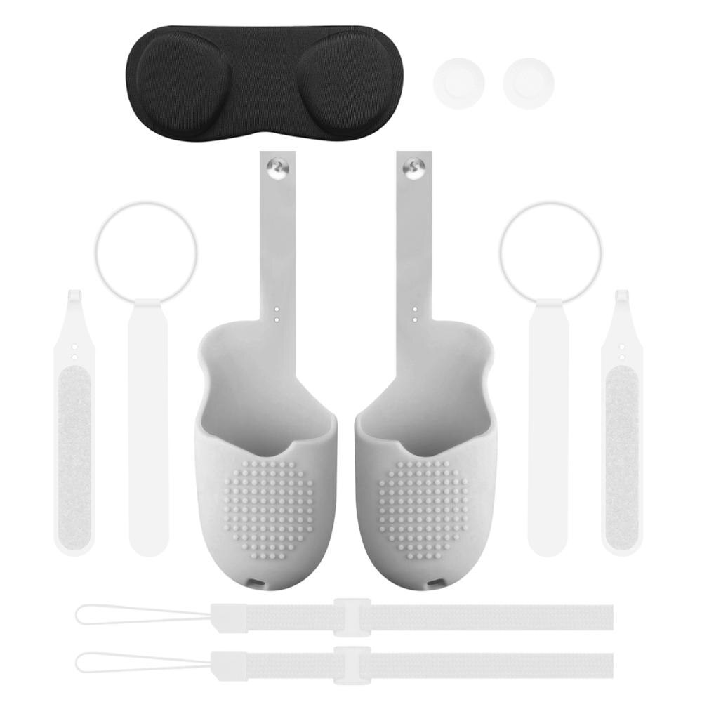 5in1 Knuckle Band + Grip Cover + Hand Strap + Vr Lens Stofkap + Thumb Knop Cap Voor Oculus quest 2 Vr Controller Accessoires: Gray