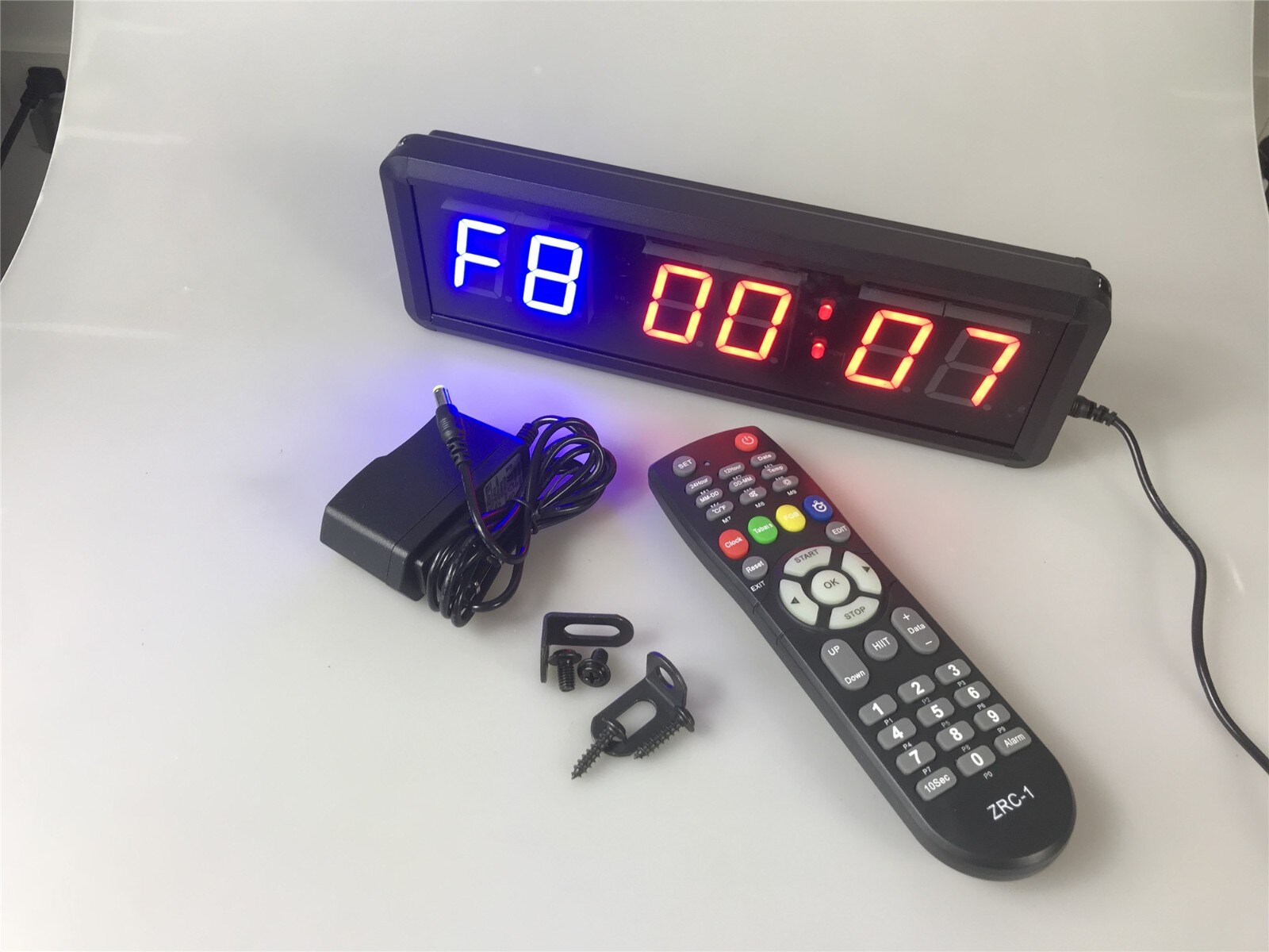 1.5 Inch 6 Digit Led Gym Workout Timer Boksen Voor Fitness Interval Programmeerbare Count Down/Up Stopwath Real Time klok