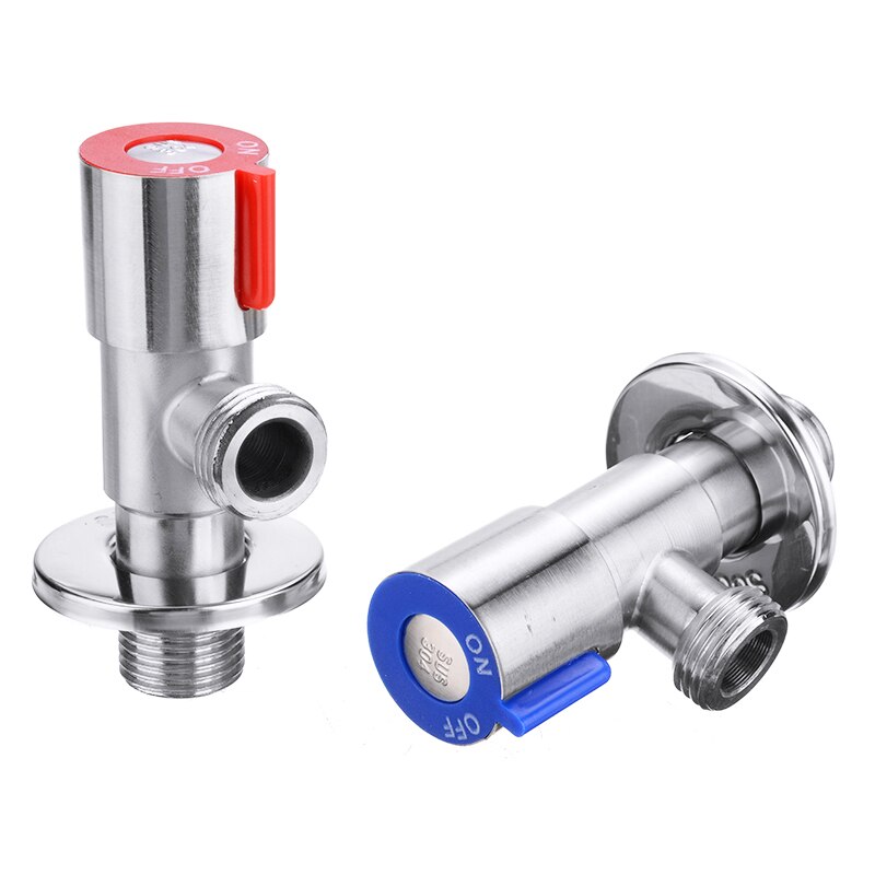 2Pcs 1/2'' Steel Ball Valve Wash Basin /Cold Water Connection Valve 3-way Water Distribution Valve Bathroom Fixture