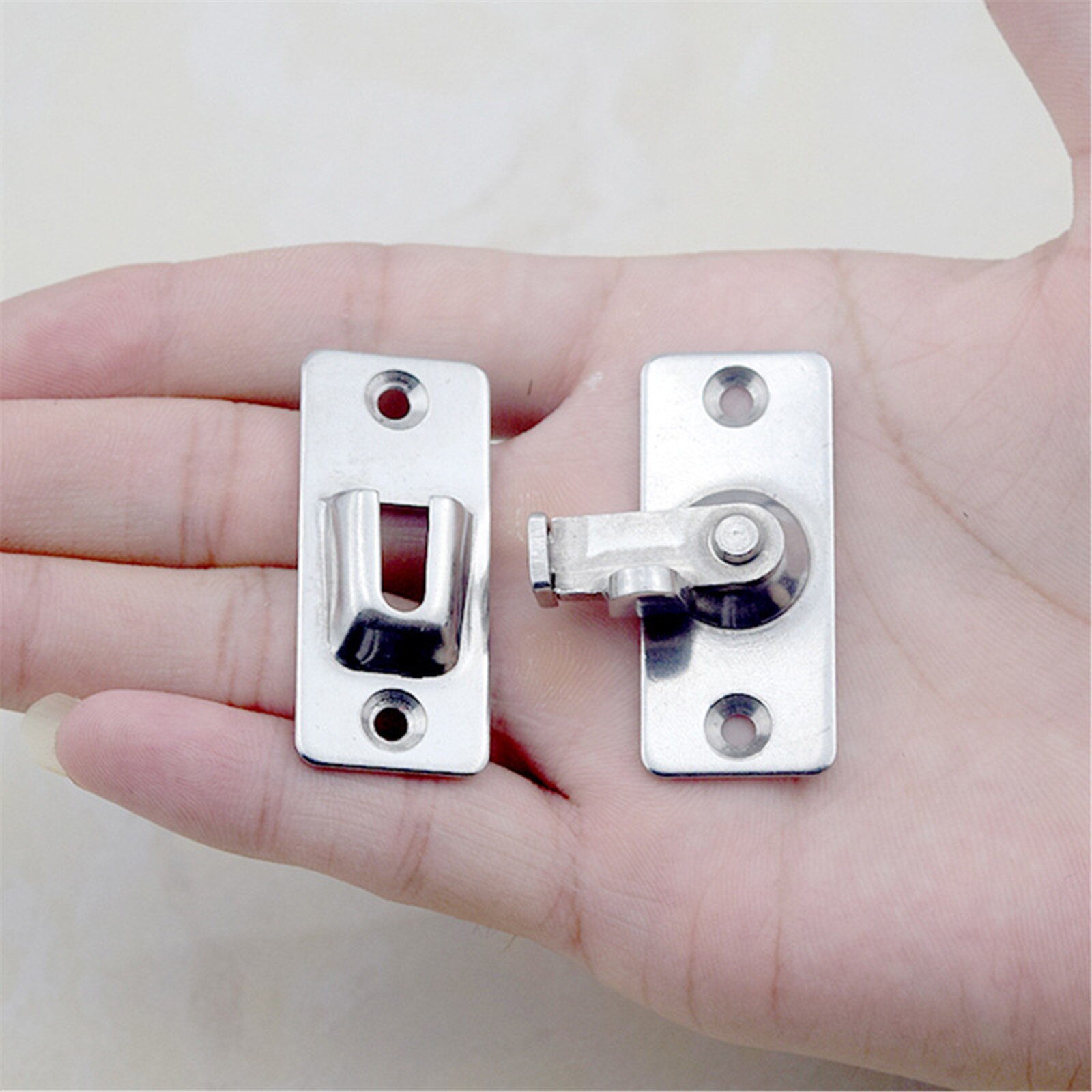 304 Stainless steel 90 degree Right angle buckle/hook lock/bolt,For sliding door Mini but strong Surface mounting Hardware Locks