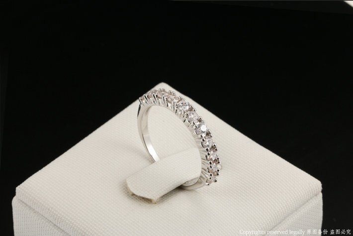 Luxury Silver Color Cubic Zirconia Half Circle Pave Finger Rings Wedding&Engagement Ring Jewelry For Women DFR589