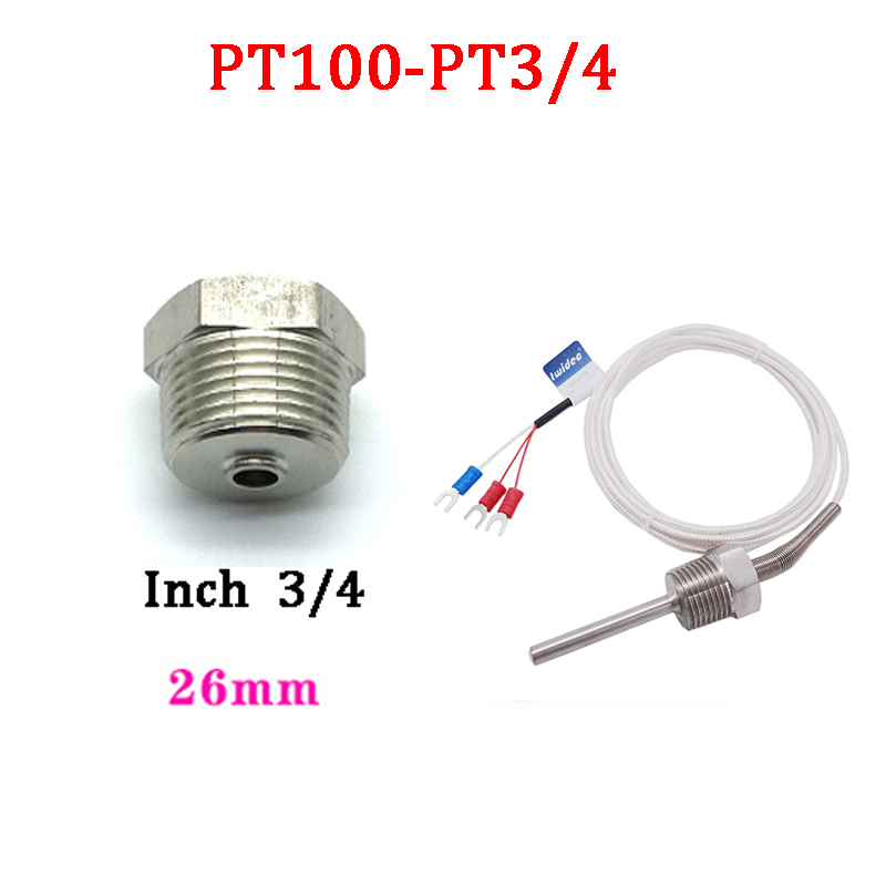 Inch PT100/K Stainless Steel Fixed Thread Platinum Thermal Resistance Thermocouple Waterproof Temperature Sensor Probe: Yellow