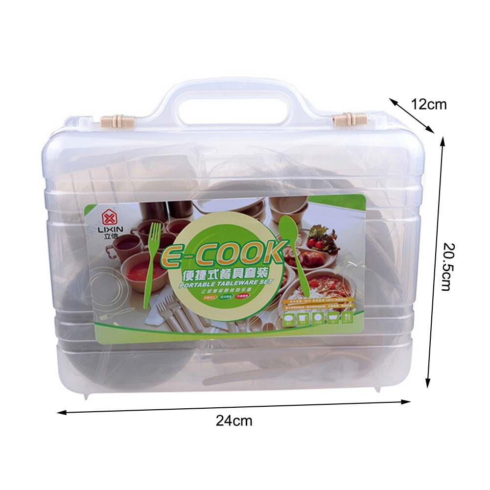 12 / 24 st picknick camping utomhus plast återanvändbara porslin rätter set utomhus porslin för picknick vandring bekvämt resande