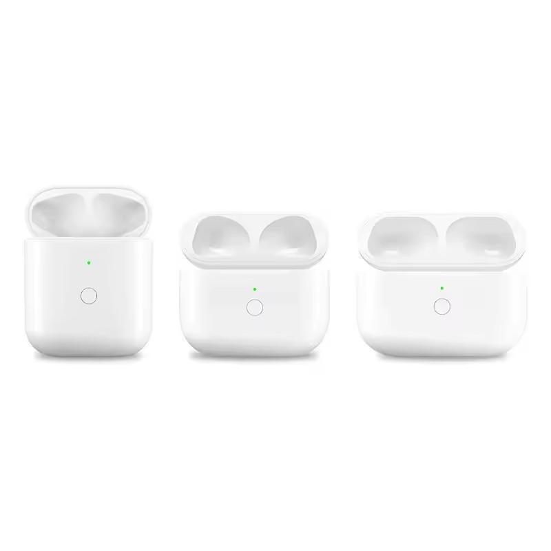 Étui de charge sans fil pour Airpod, boîtier de charge de remplacement, compatible avec AirPods 1 et 2, Airamen 3, étui de chargeur, appairage, bouton de division: WHITE