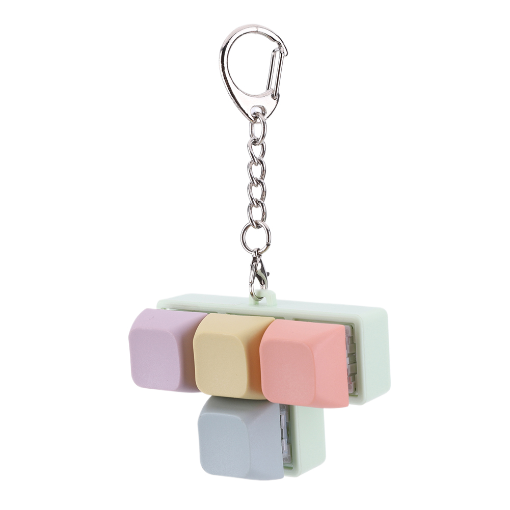 Finger Keyboard Fidget 4 Keys Keyboard Clicker Sensory Fidget Keyring Keycaps Fidget Keyborad Button Stress Relief: WHITE