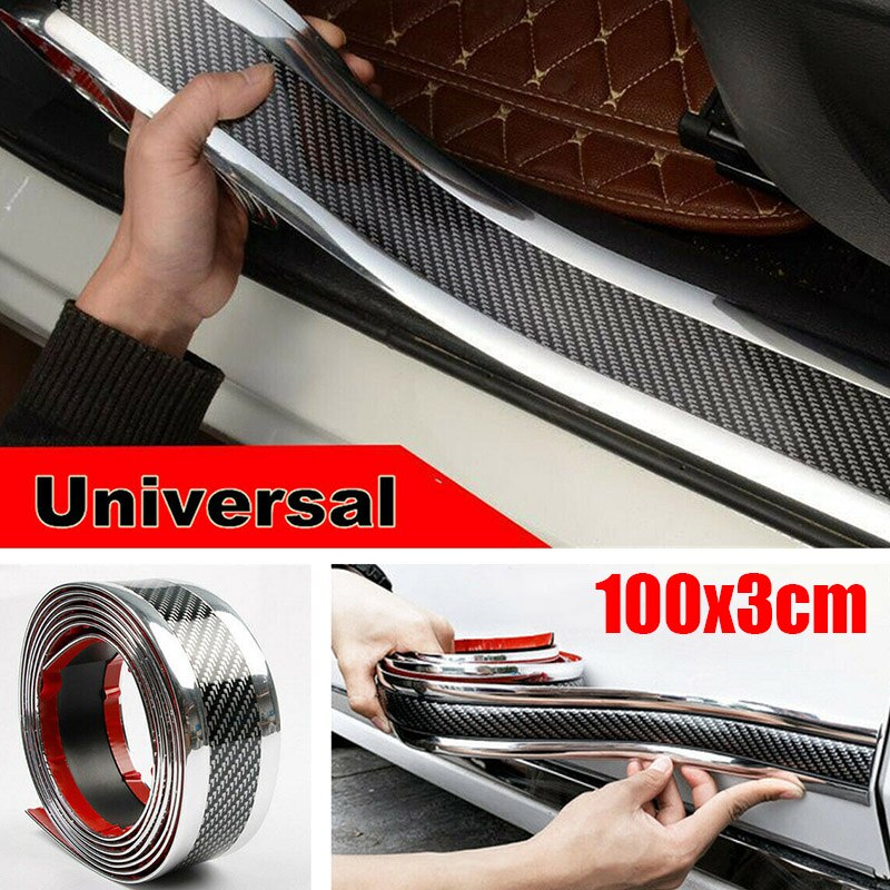 Carbon Fiber Silver Car Side Skirt Door Sill Prote... Grandado