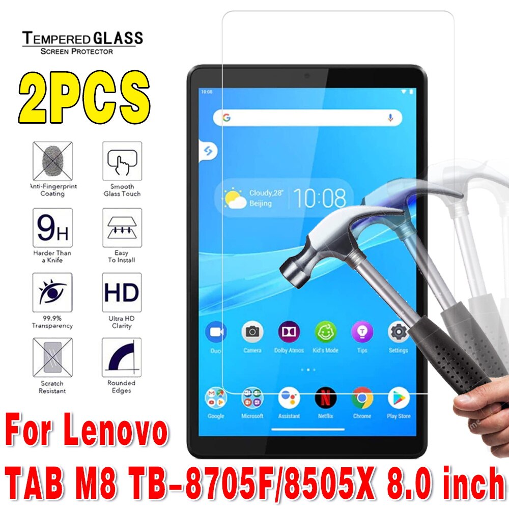 2Pcs Tempered Glass for Lenovo Tab E7 E10 M7 M8 M10 TB-X605F/M10 FHD PLUS 10.3 inch Full Cover Protective Screen Protector Film: TAB M8 8705F 8505X