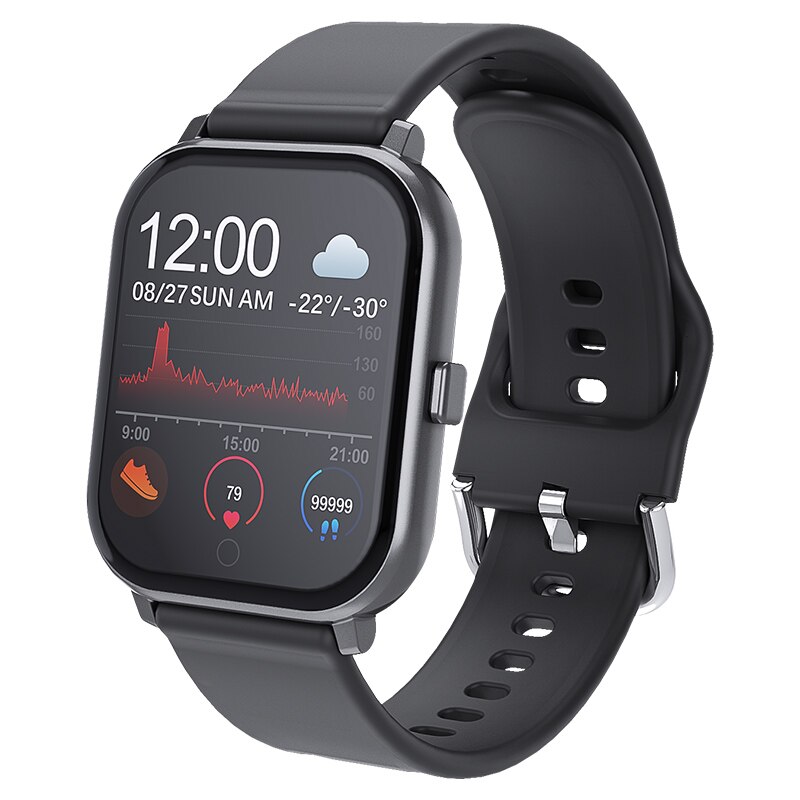 Smart Horloge MKS5 Fitness Horloge Waterdicht Bluetooth Sport Hartslag Tracker Call/Bericht Herinnering Smartwatch voor Android iOS: Black Watch